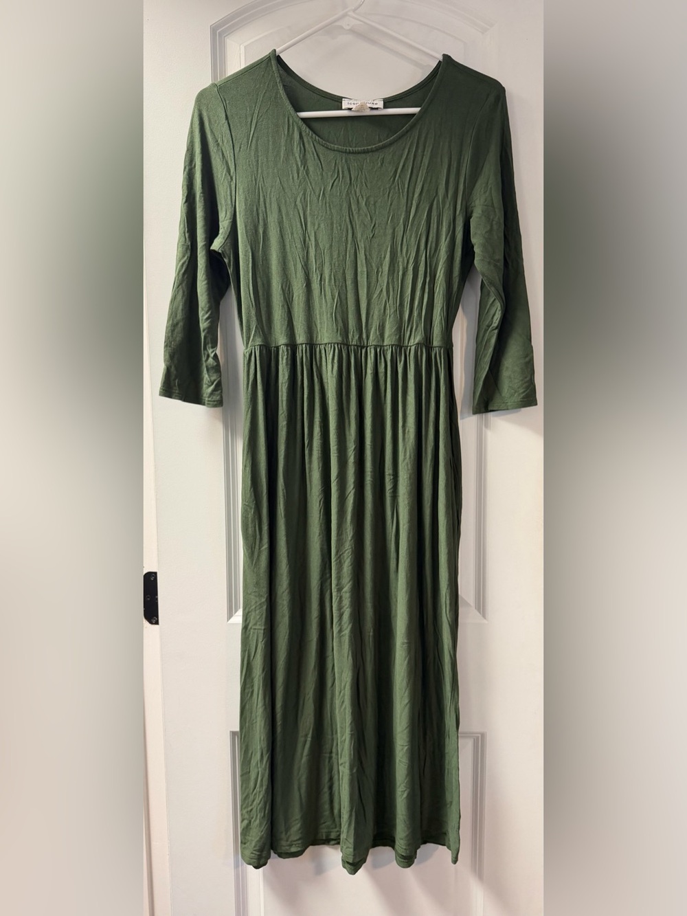 Women’s Olive Green Maxi Dress with Scoop Neck